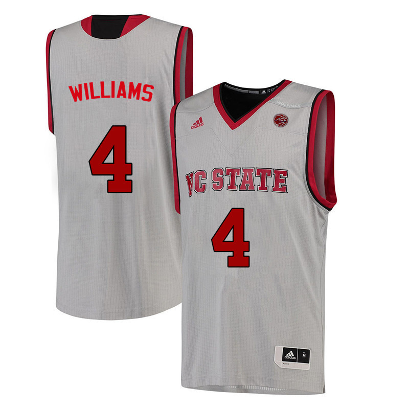Men NC State Wolfpack #4 Ashley Williams College Basketball Jerseys-White - Click Image to Close